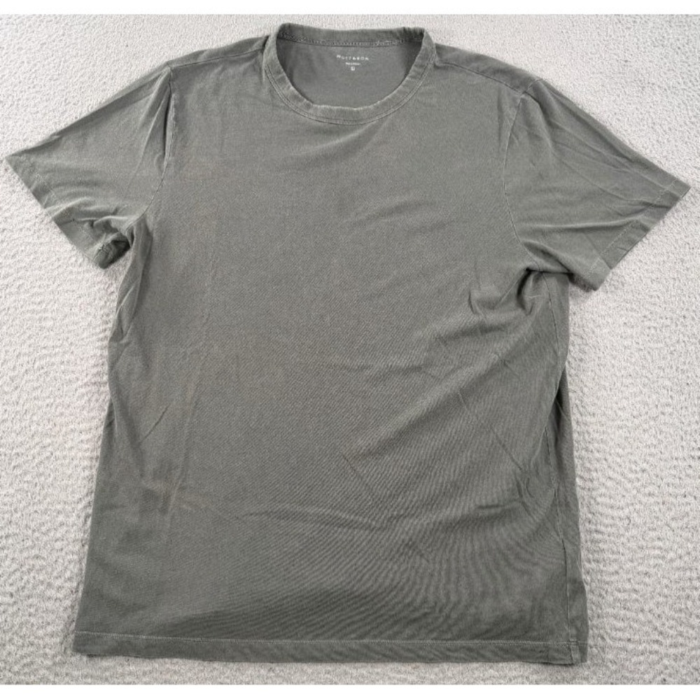 Mott & Bow Classic Crew Shirt Mens Large Military Green Cotton Short Sleeve Teeโ